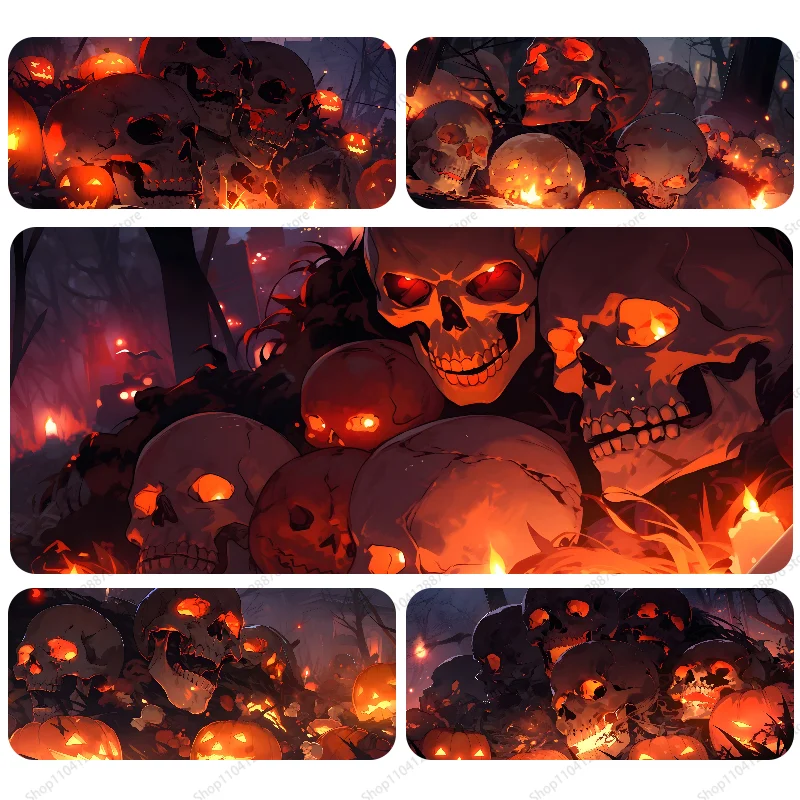 Halloween pumpkins skulls spooky Mousepad Gaming Mouse pad Gamer Pc Accessories Deskmat Keyboard Mat Desk Protector Mause Pads