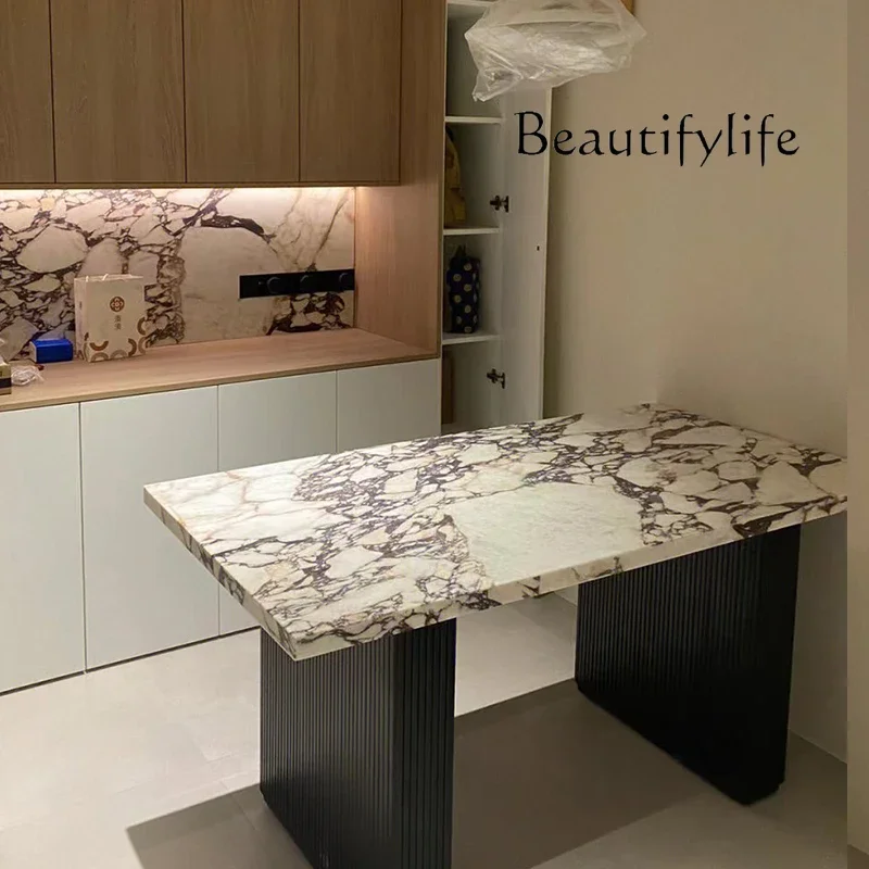 

M Light Роскошный обеденный стол из натурального мрамора Высококачественный обеденный стол Простой обеденный стол для гостиной на вилле