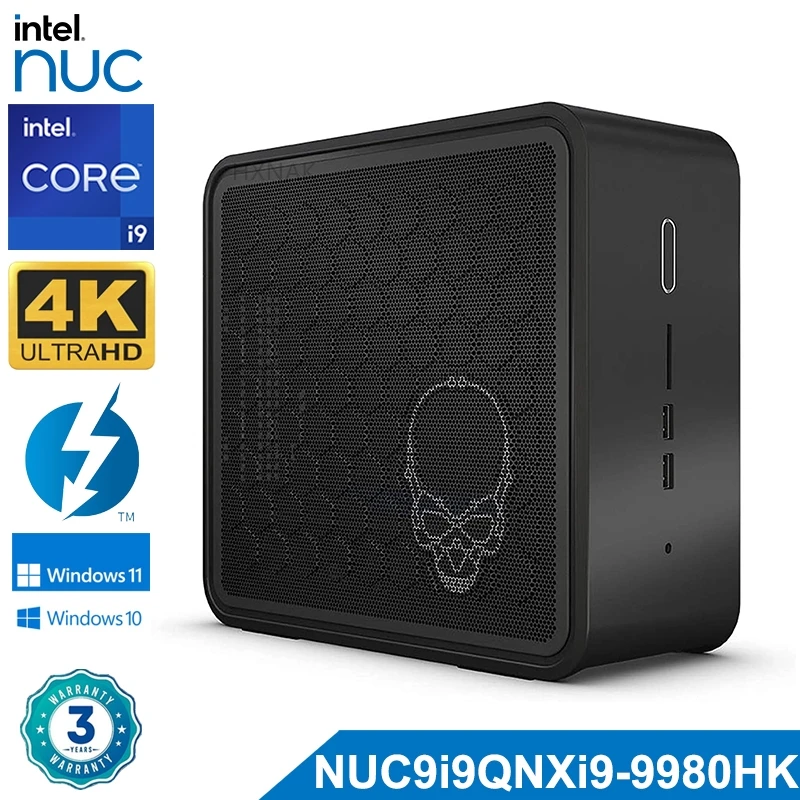 Intel NUC 9 NUC9i9QNX Ghost Skull Canyon Core I9-9980HK Desktop Rumah dan Hiburan Mini UHD 630 WiFi Bluetooth Windows 10