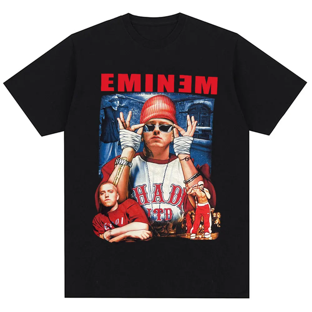 Hip Hop Rapper Eminem The Death of Slim Shady T-Shirts Men's Vintage Fashion Gothic T Shirt Cotton Loose Male T-shirt Streetwear