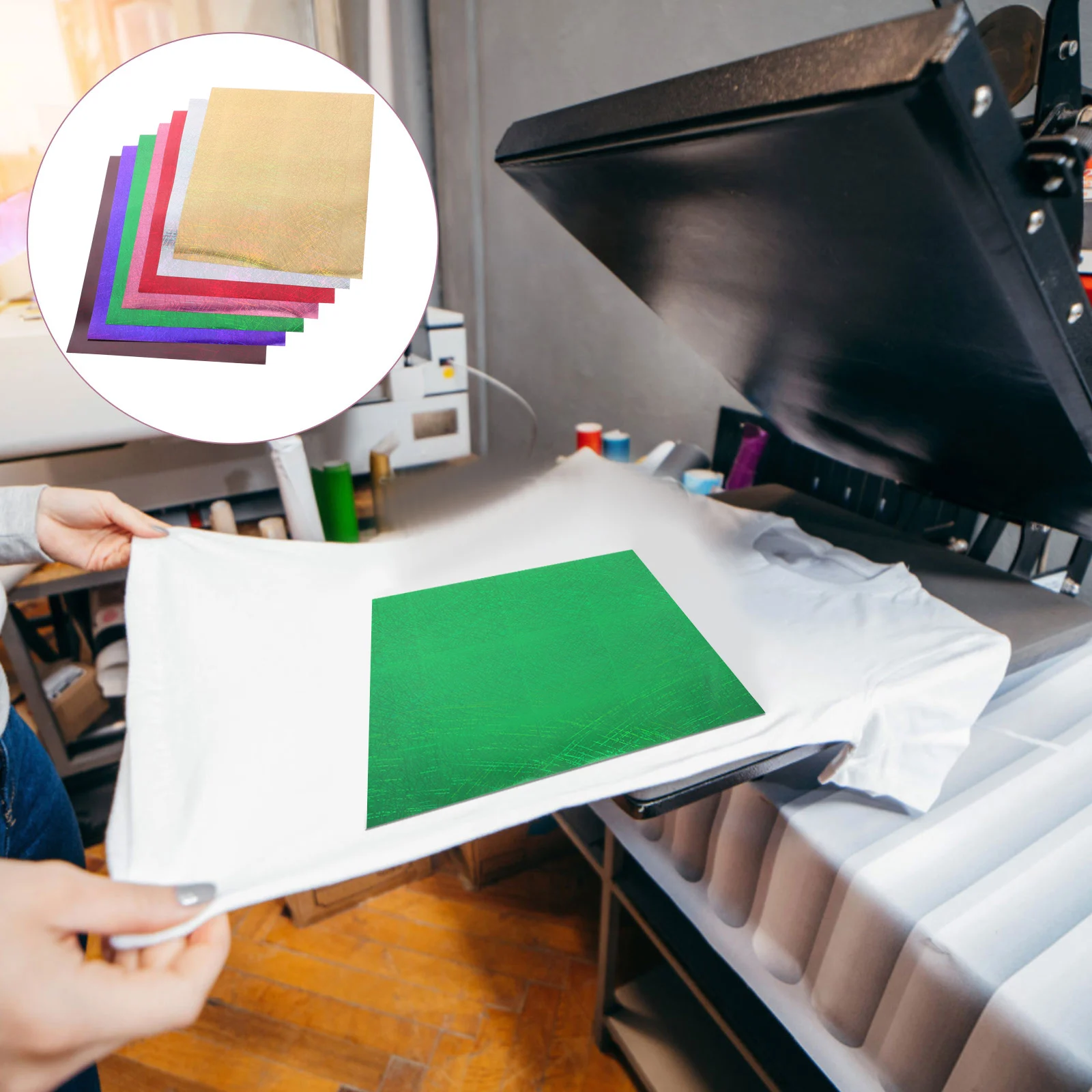 

7pcs Holographic HTV Vinyl Iron On Silver Heat Transfer Film for Clothing Crafts DIY Party Apparel Decoration