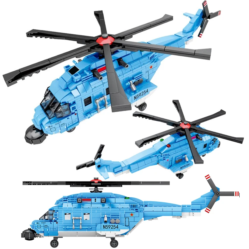 

637Pcs H-92 Superhawk Helicopter Building Blocks Airplane Bricks Military Army WW2 Soldier Weapon Model Children Boy Gift Toys