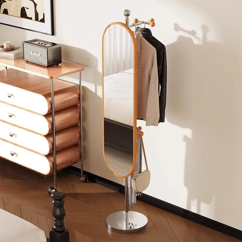 Full-length mirror Floor-to-ceiling household rotating vertical coat rack