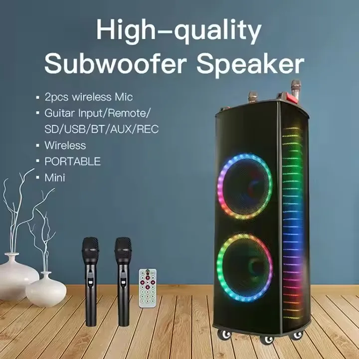 Ndr-1010S Home Theater System Karaoke 100W Bass Dual 10-Inch RGB LED Lighting High Quality Original Large Baffle Speakers AUX