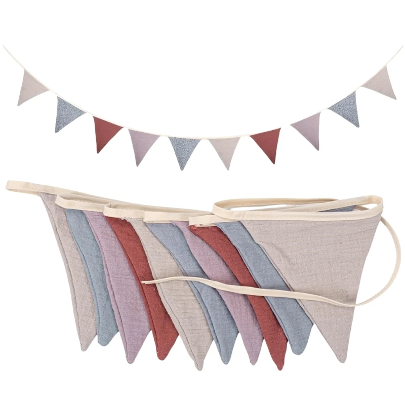 Cotton Bunting Garlands Children Room Triangular Flags Pennant Banners Nursery Birthday Party Wall Hanging DropShipping