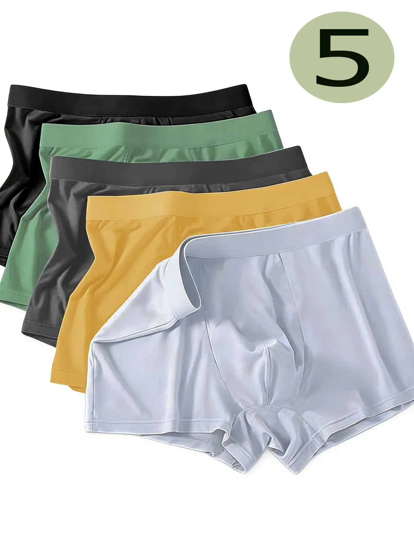 5 pieces solid color simple men's underwear casual everyday men's boxer briefs comfortable breathable underwear combination