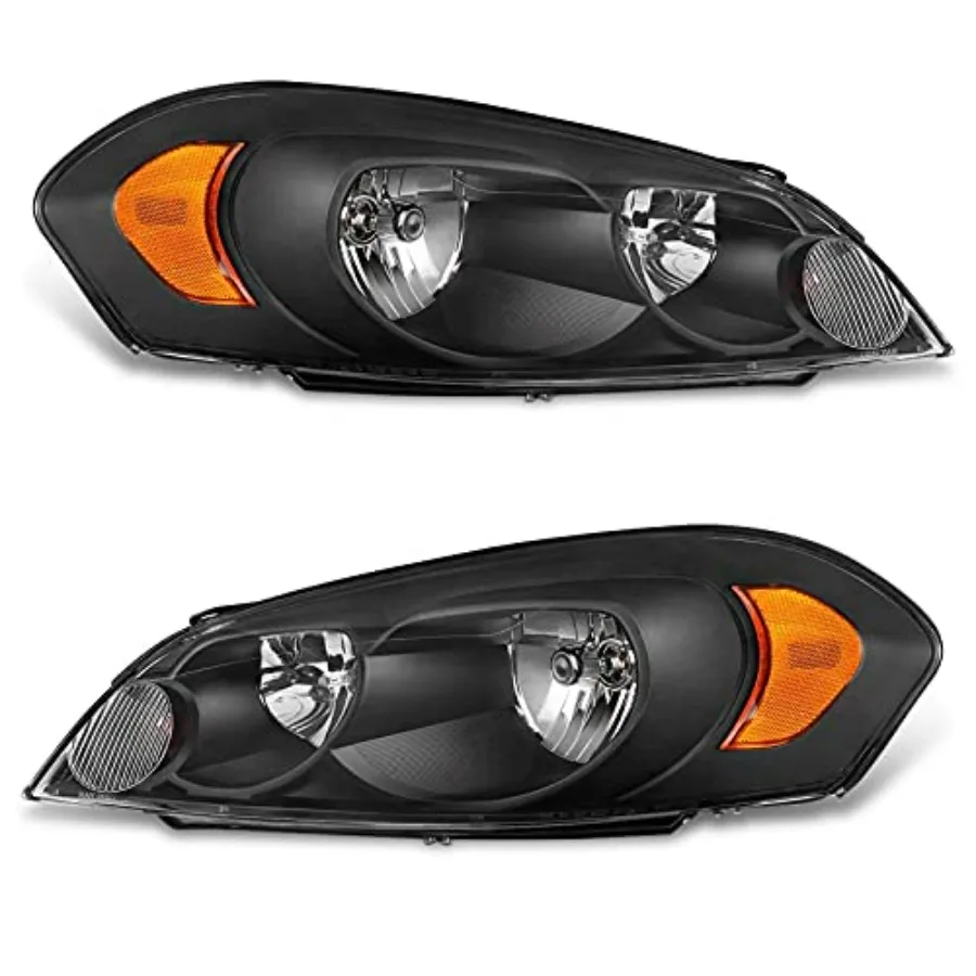 

for 2006-2013 Impala Headlight Assembly Compatible with 14-15 Chevy Impala Limited 06-07 Chevy Monte Carlo Clear Lens Black Hou