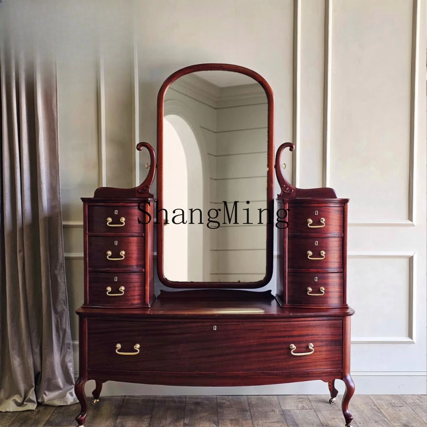 

CL retro solid wood engraving dresser bedroom home with mirror chest integrated high-end furniture
