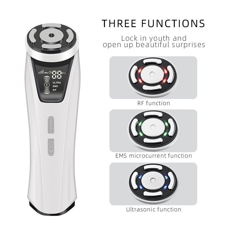 Mini máquina de belleza Facial HIFU RF EMS, masajeador eléctrico multifuncional para estiramiento Facial, eliminación de arrugas, cuidado de la