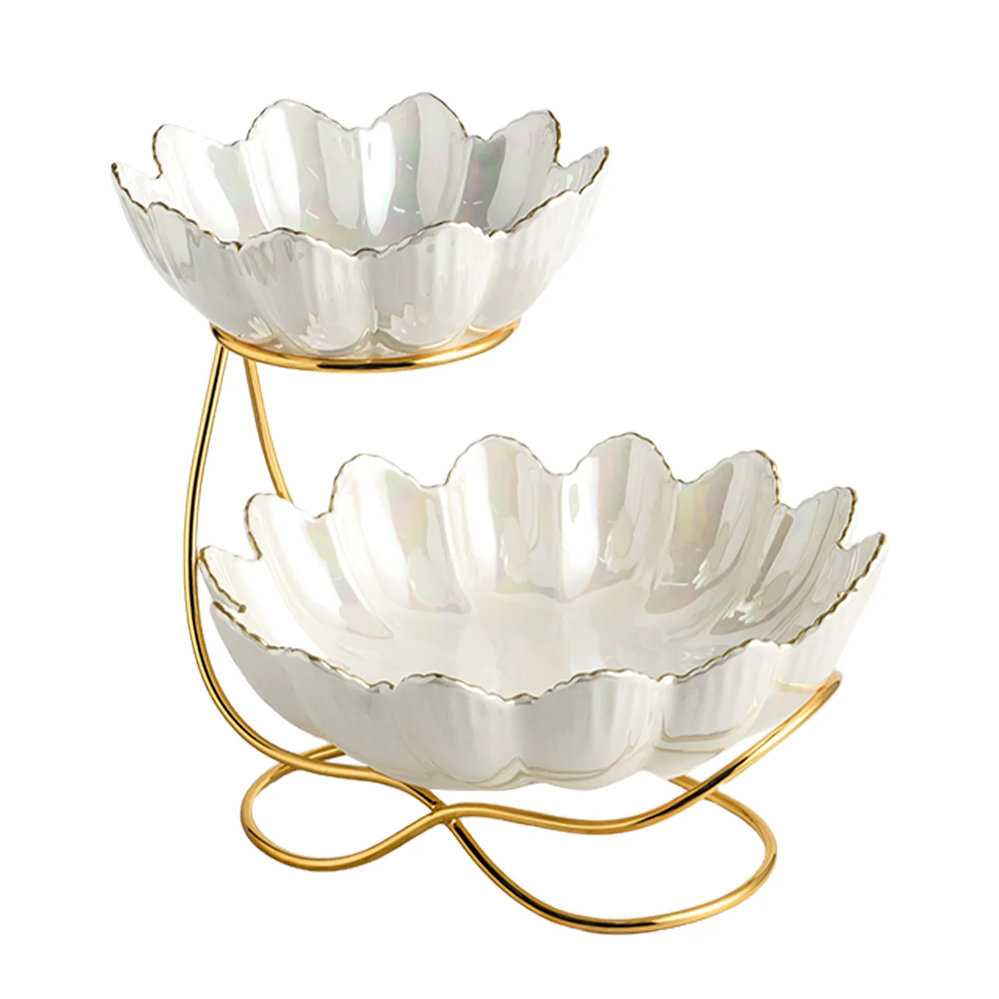 Nordic style light luxury ceramic fruit plate, snack storage plate, multi-layer high-end dried fruit plate housewarming gift