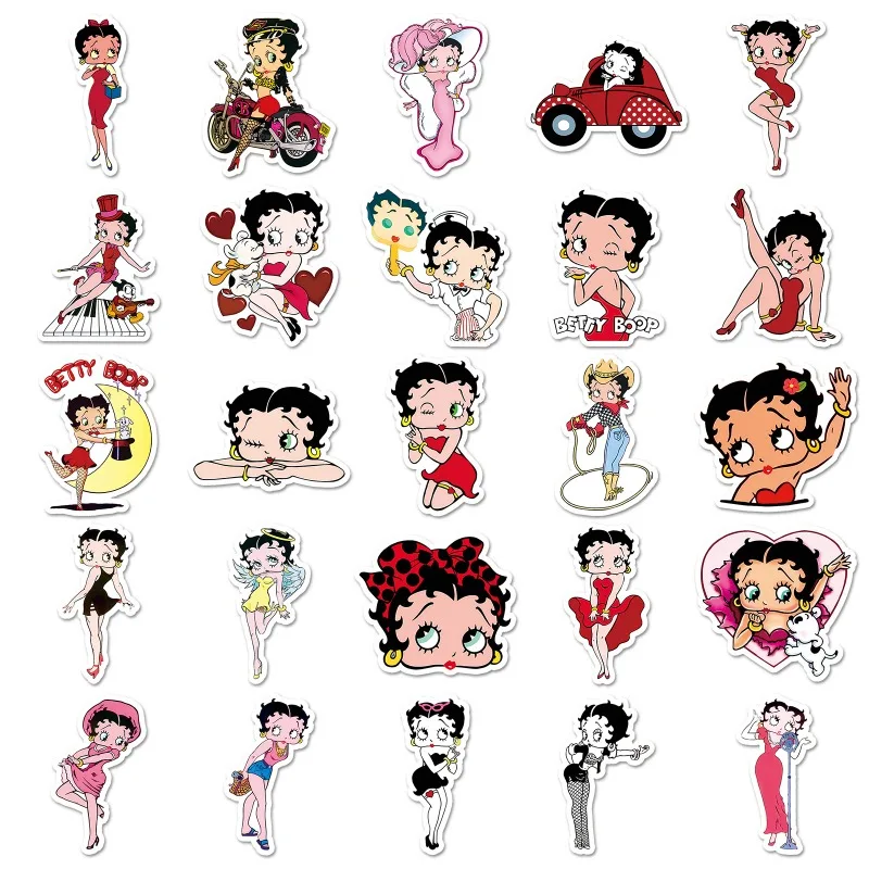 Betty Boop 50 stickers high color value cute high definition printing creative girl heart hand book graffiti decorative stickers view 5