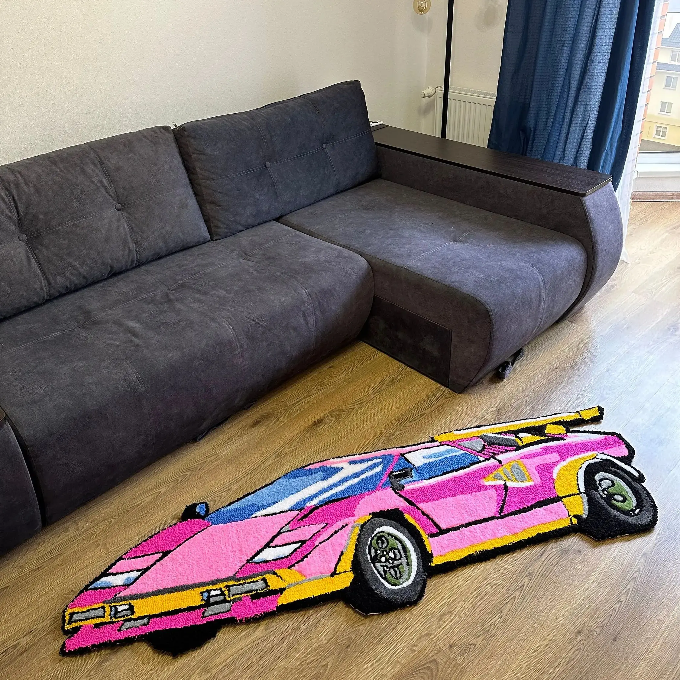 Car Color Imitation Cashmere Rug Digital Printing Technology Simple Housewarming Gift Handmade Non-Slip Decorative Carpet