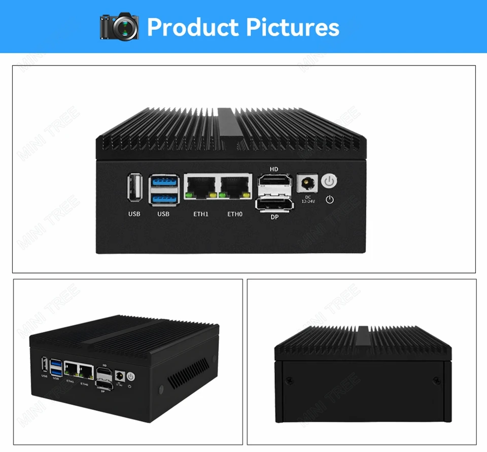 12th Gen Intel N100 Firewall Mini PC 2*10G/4*10G SFP Port 2xi226 2.5G Lan Fanless Soft Router 8GB RAM Pfsense OPNsense Computer