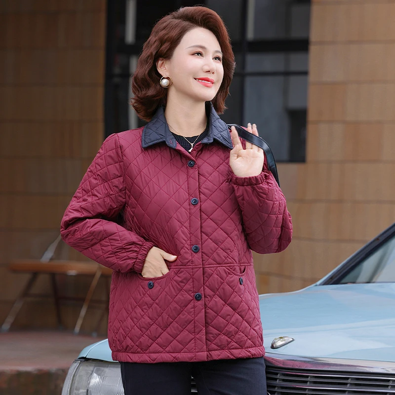 

Хлопковая куртка для женщин: осенне-зимняя модная модель на пуговицах, повседневная, свободного кроя, для женщин среднего и старшего возраста