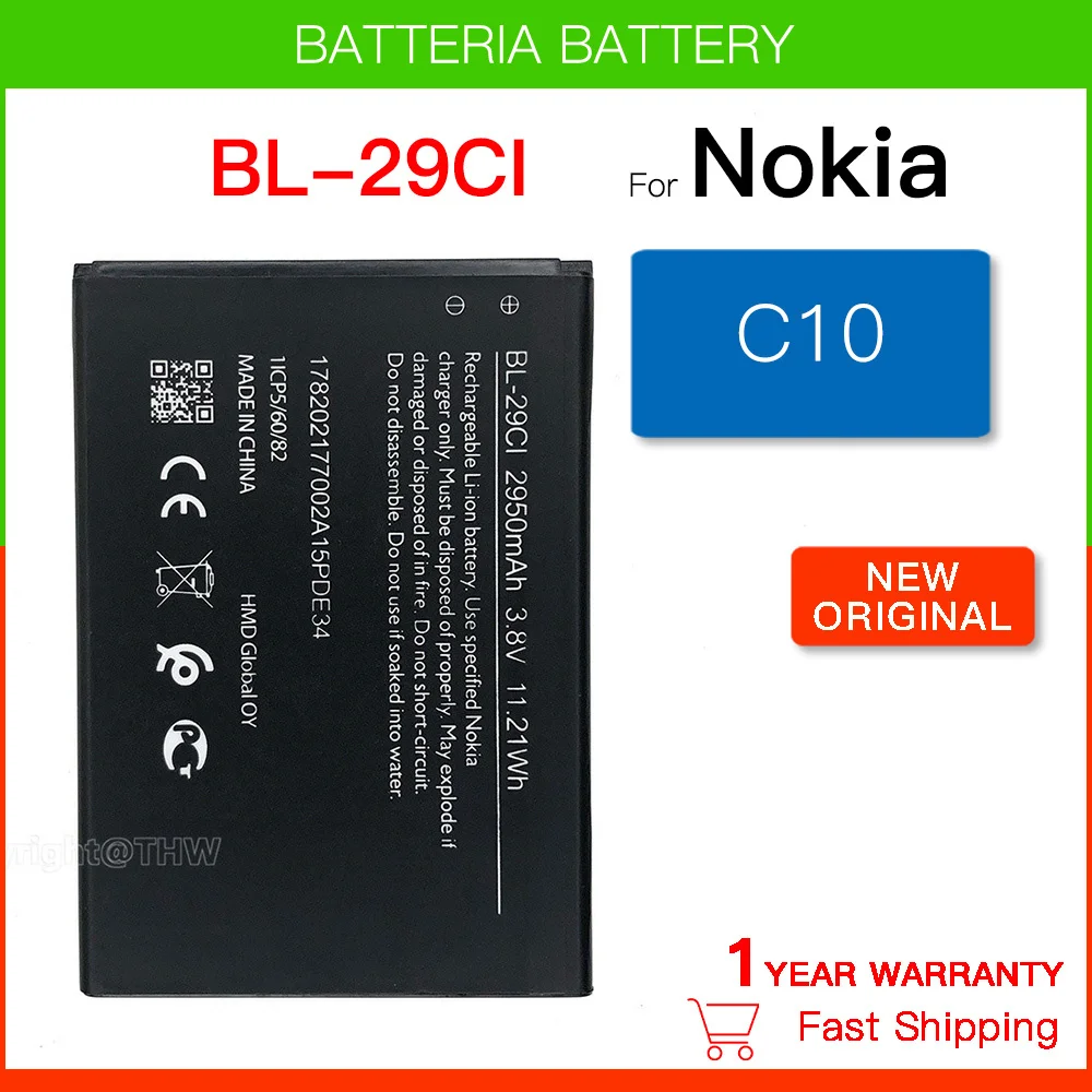 Replacement Battery BL-29CI 2950mAh Battery For Nokia C10 BL-29CI Mobile Phone Batteri Battery Cell Phone with Tracking Number