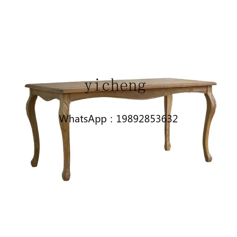 

TQH dining table European carved retro long table old solid wood furniture clothing store table