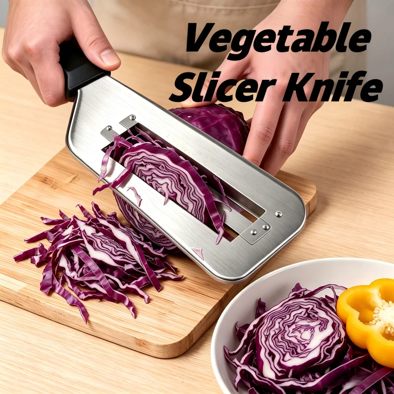Cuchillo Multifuncional para Cortar Repollo, Cortador de Cebolla Portátil, Cuchillo de Acero Inoxidable, Triturador de Lechuga, Utensilios de Cocina