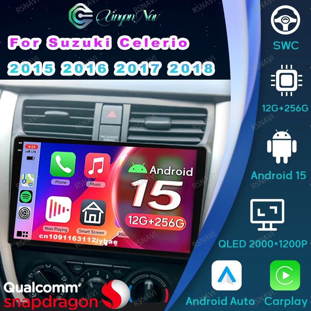 

Android 15 Car Radio For Suzuki Celerio 2015- 2018 QLED Passat B 8 Core Front Parasol Car Accessories Interior Air Conditioner
