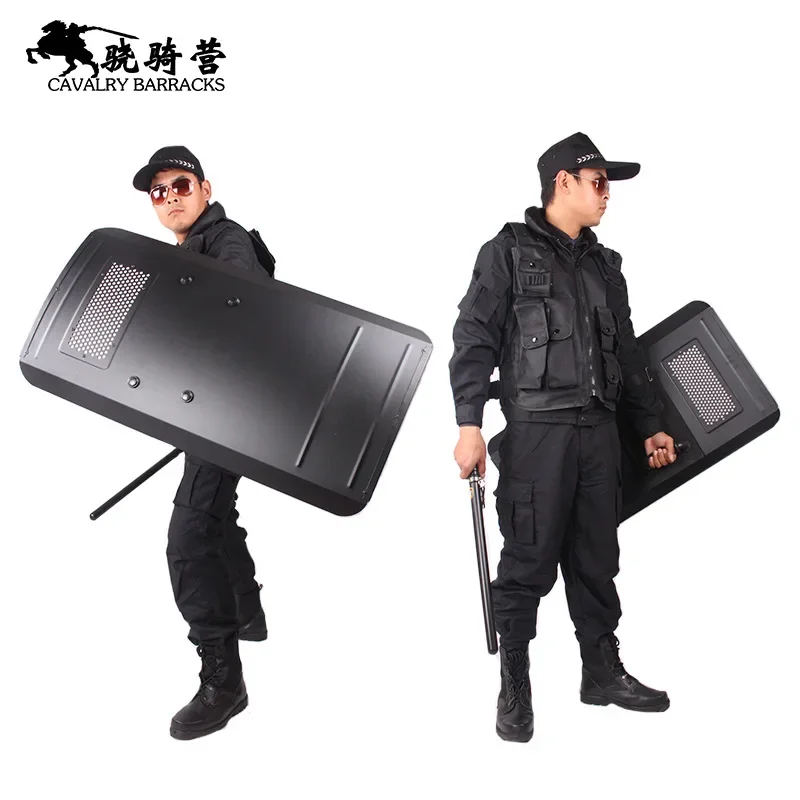 Metal Riot Shield, Aluminum Alloy Shield PC Protective Glasses Handheld Defense Security Square Shield Self-Defense Products