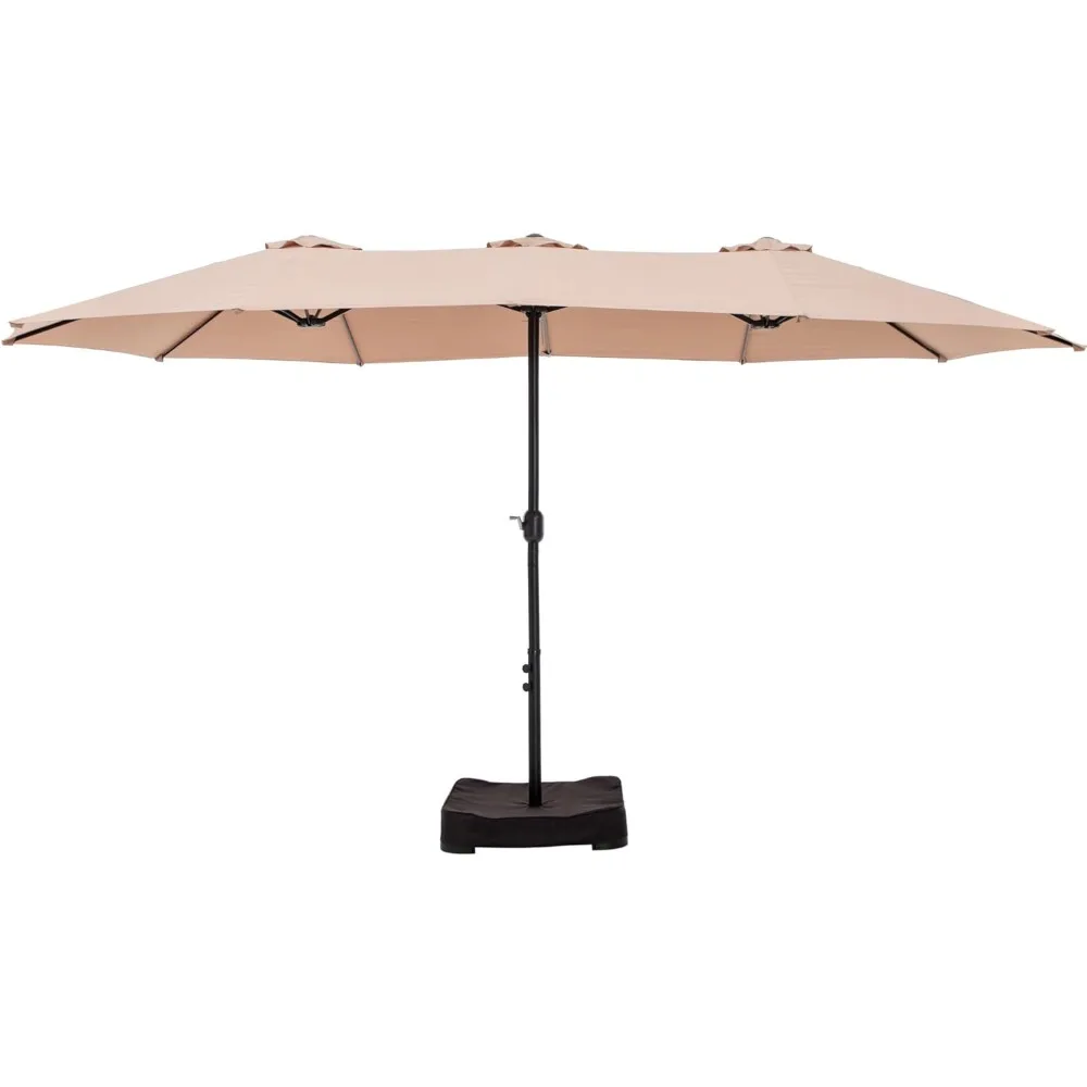 

15 Ft Patio Umbrella with Base, Large Outdoor Umbrella with Crank Handle, Powerful UV Protective