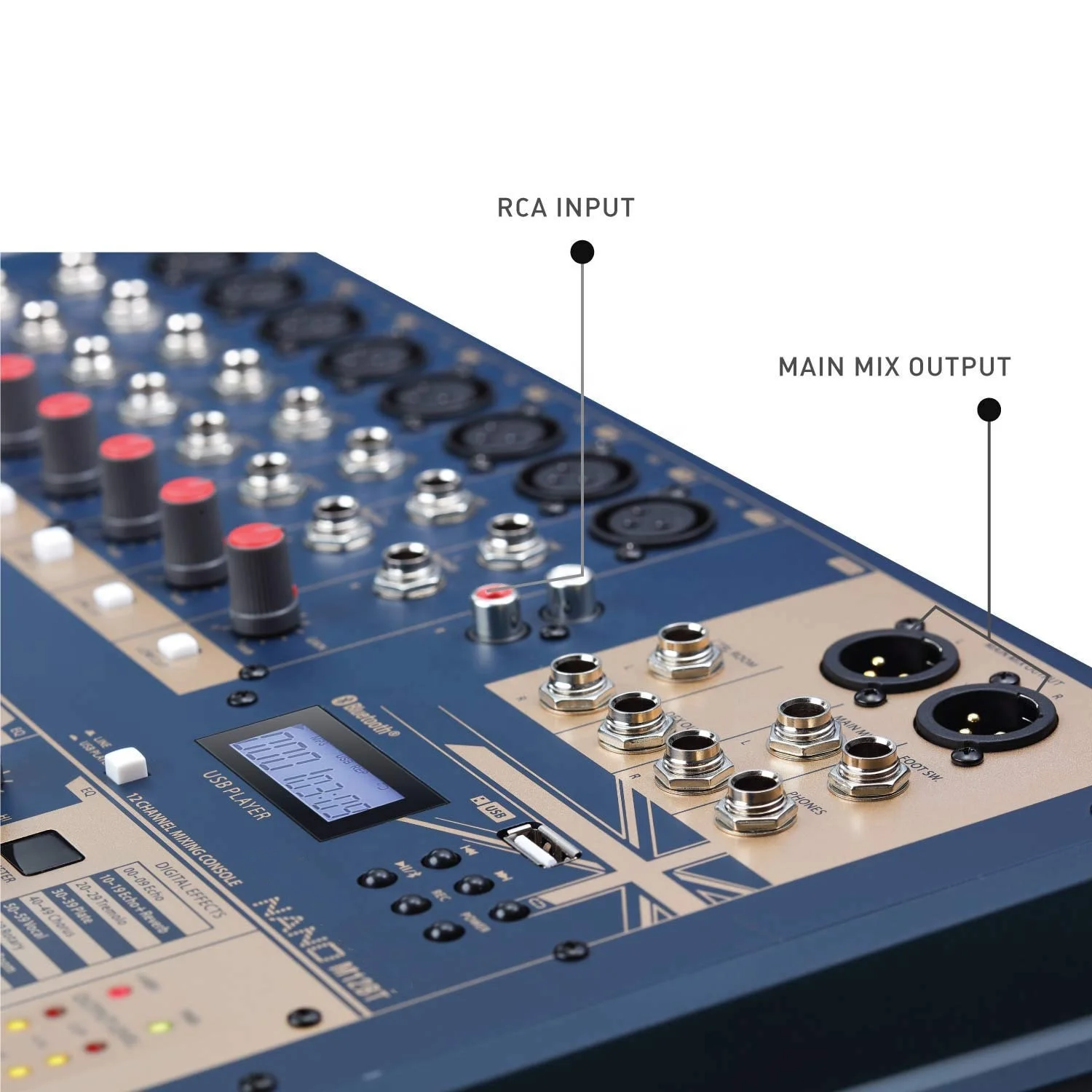 M08BT Compact Analogue 8-channel Mixing Console with Bluetooth Live Mixer for Home/Studio Use/Stage