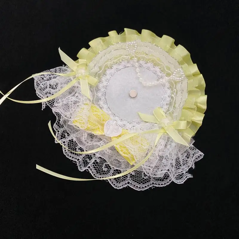 Ins Luxury White Lace Badge Rosette. Handmade Lolita Ita Bag Accessories. Cute Bow Base Tray Decoration