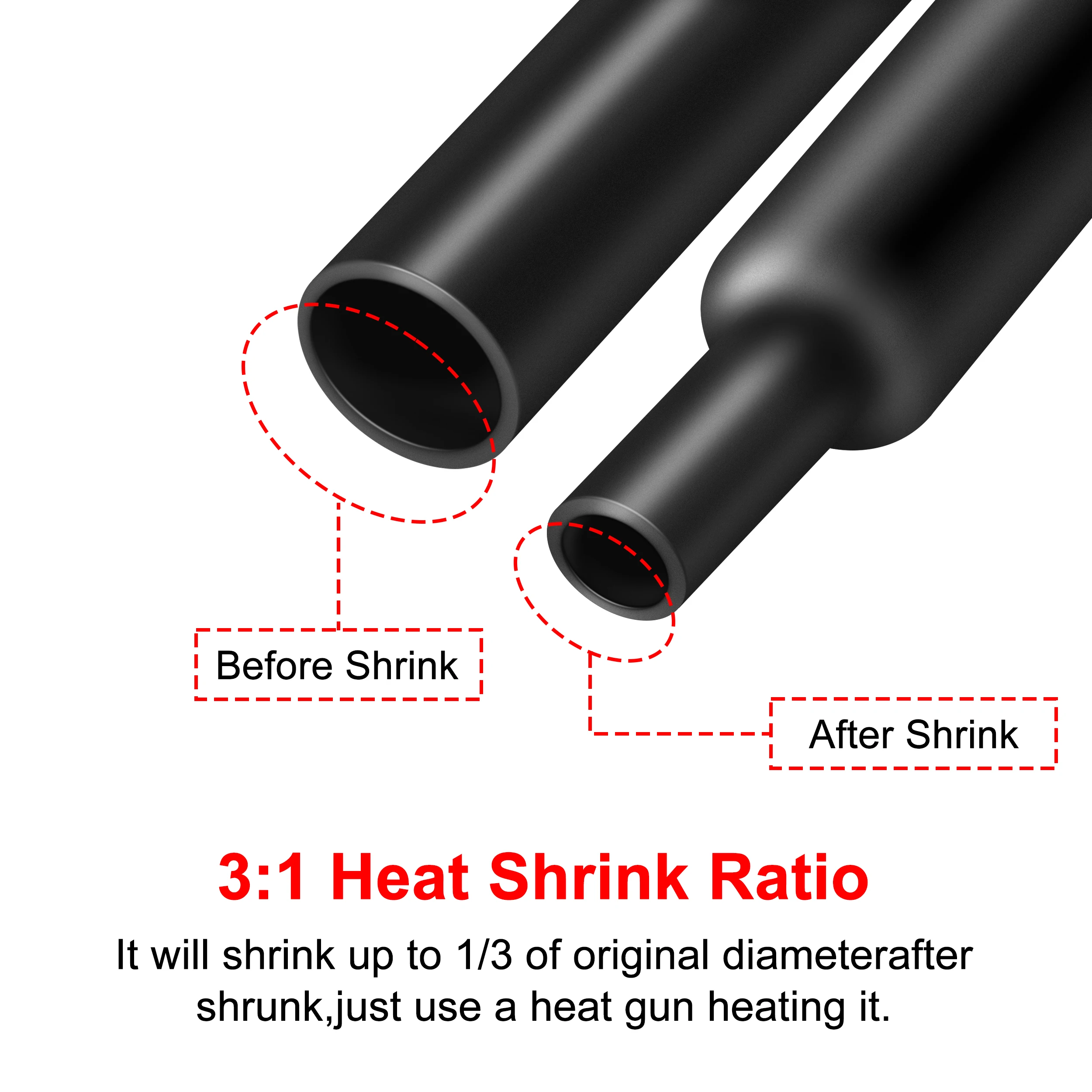 Tubo grosso do psiquiatra do calor com colagem, diâmetro duplo da tubulação da parede, 1,6 2,4 3,2 4,8 6,4 7,9 9,5 12,7 milímetros, 1m 3:1