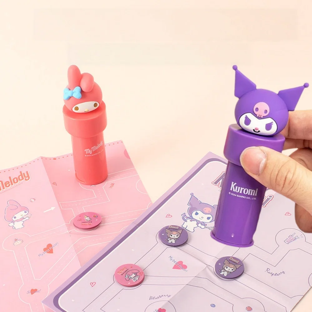 1Set Sanrio Kuromi My Melody Stamp Stickers Set Include Pattern Seal*1 Map*1 Stickers*50Pcs Cartoon Design Waterproof Sticker