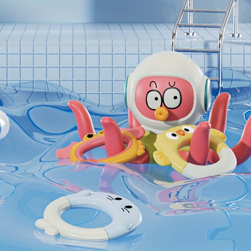 水遊びおもちゃ タコとリング、子供用両生類浮遊投げ輪おもちゃ