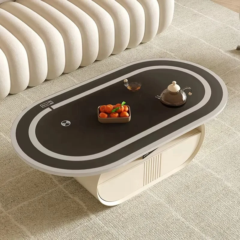 Living Room Smart Touch Light Emitting Diode Lighting Table Oval Home Furniture Coffee Table