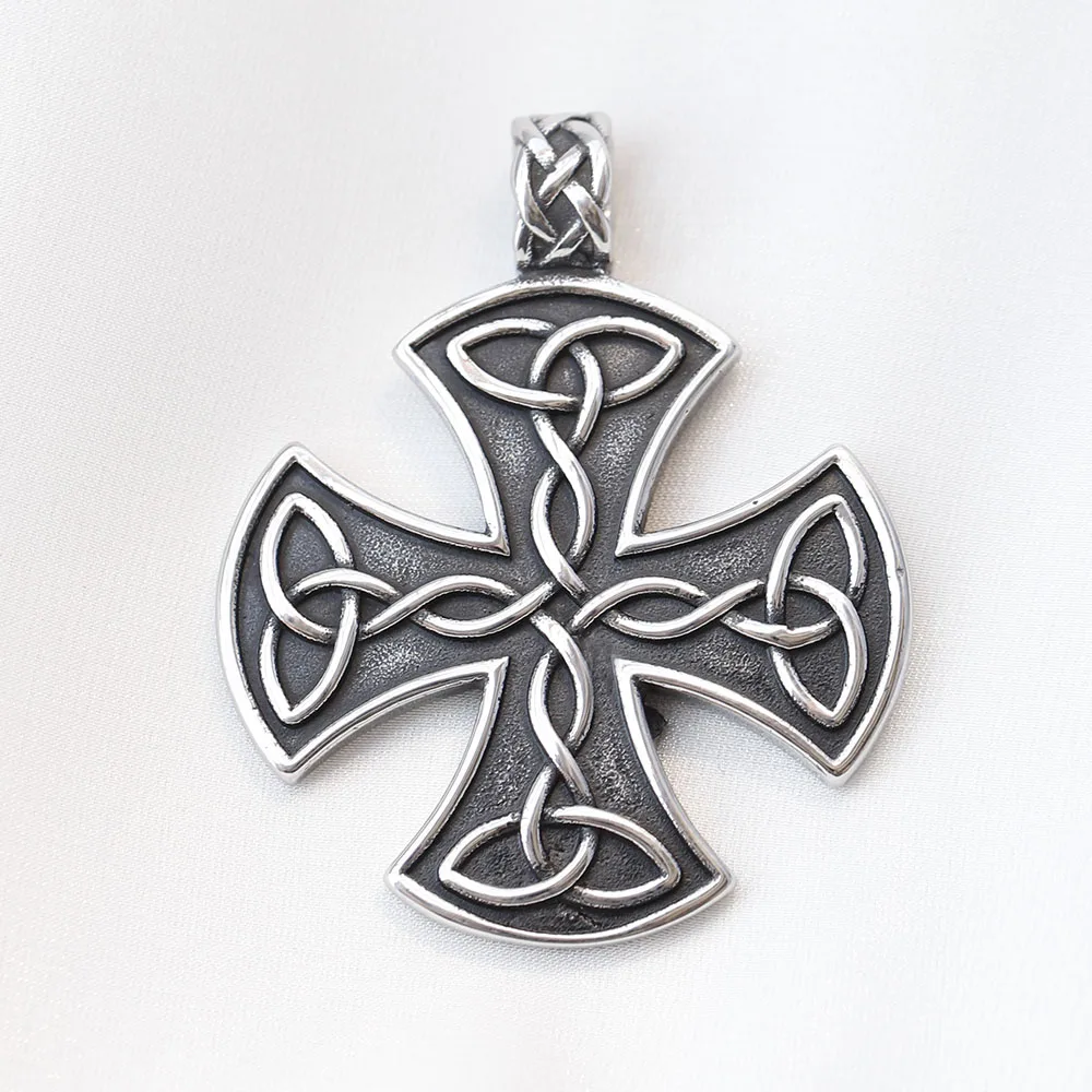 Mens Jewellery Titanium Steel Celtic Cross Necklace Pendant Vintage Chain for Men Necklace Stainless Steel Jewelry Collar Hombre