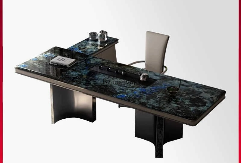 

*Italian minimalist light luxury rock slab marble tea table designer villa luxury stone tea table