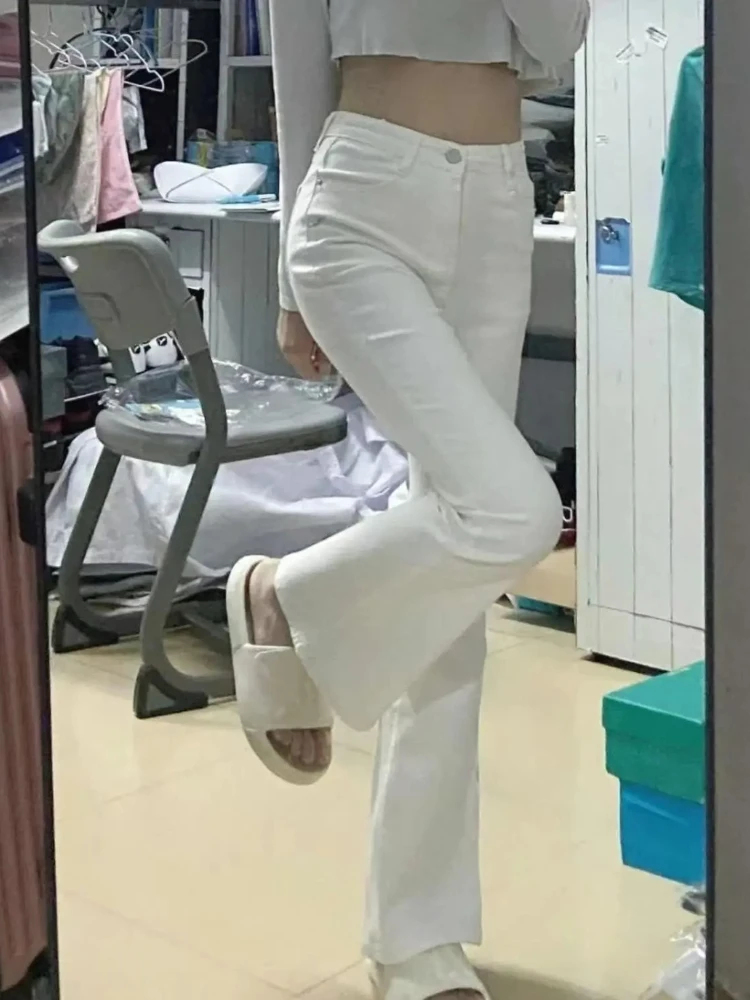 الخريف الربيع سليم نحيل الجينز النساء الدنيم السراويل خمر الأبيض السراويل الضيقة موضة الإناث مطاطا الجينز عادية مضيئة السراويل
