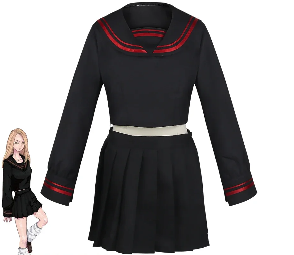 Yuzuha Cosplay Costume Shiba Anime Tokyo Revengers Cos Girl Dress Black Sailor Suit Top Skirt Set Halloween Party Role Play