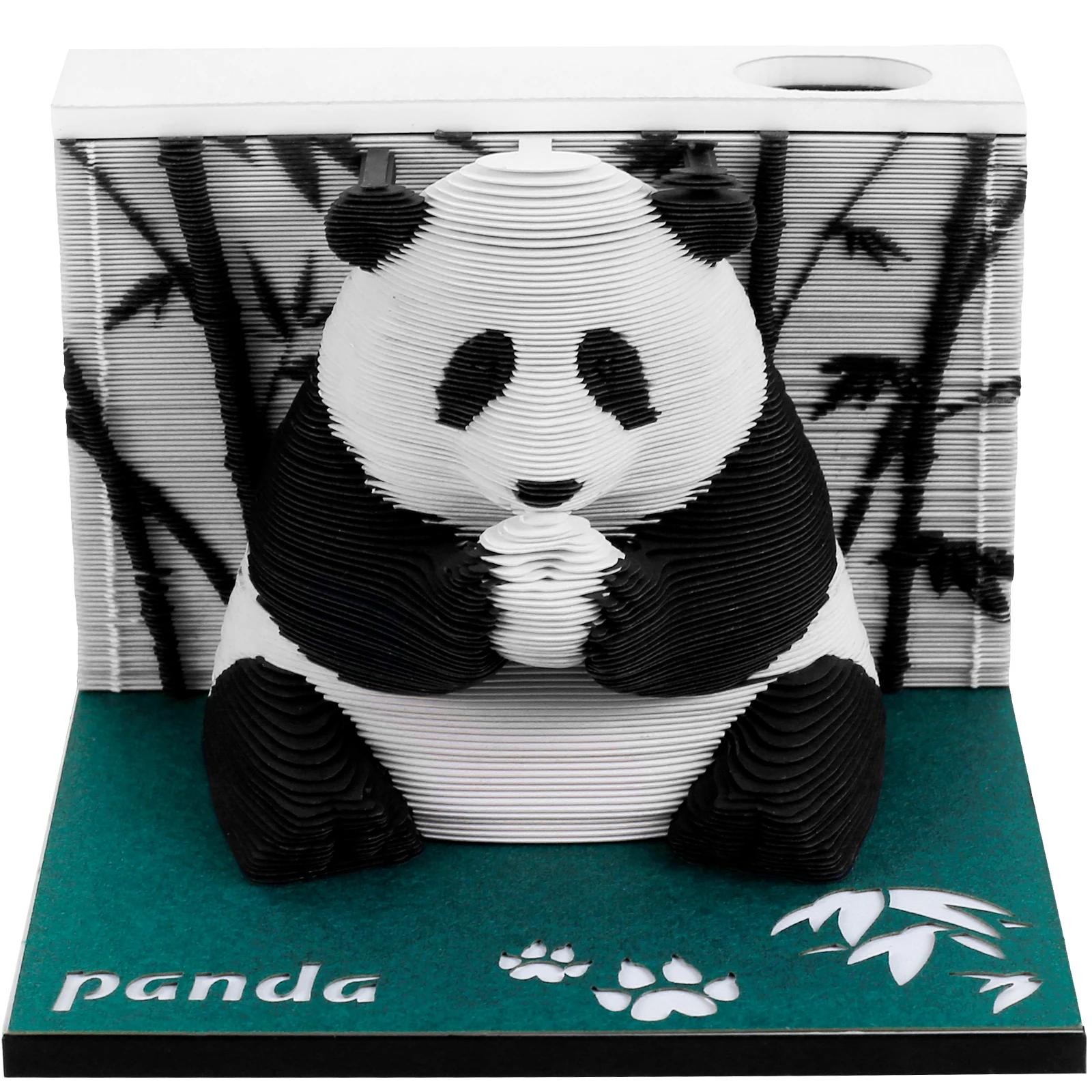 3D Desk Weekly Calendar Creative Panda Memo Pad Tear-Away 3D Art Note Pad DIY 3D 2024 Weekly Calendar Paper Carving Art for Home