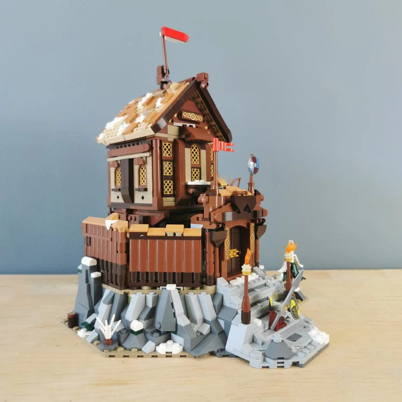 1733 peças moc arquitetura medieval castelo fortaleza viking modelo montagem blocos de construção brinquedo presente de aniversário das crianças