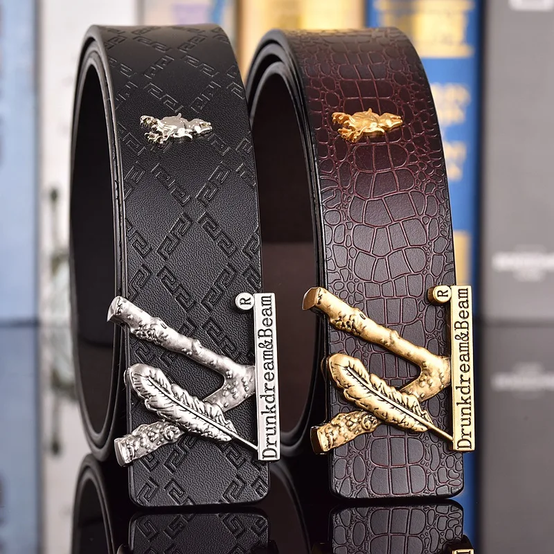 2025 جديد الرجال تطول حزام موضة البقرة حزام الشهيرة مصمم مشبك رئيس حزام استانلس ستيل مشبك 3.8 سنتيمتر العالمي الحرة