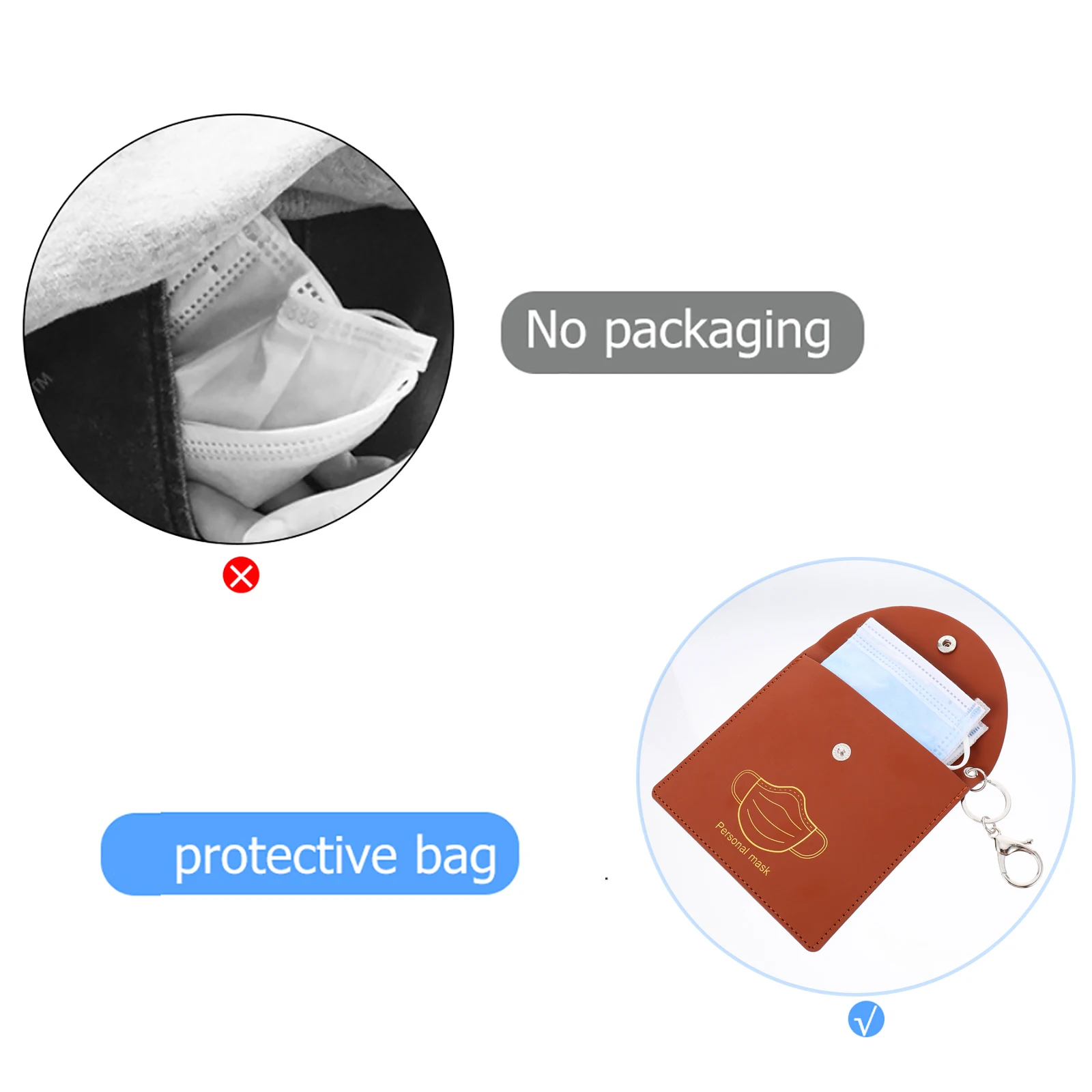 

Mask Organizer Face Cover Case Reusable Storage Pouch Clip Container Bag Covering PU