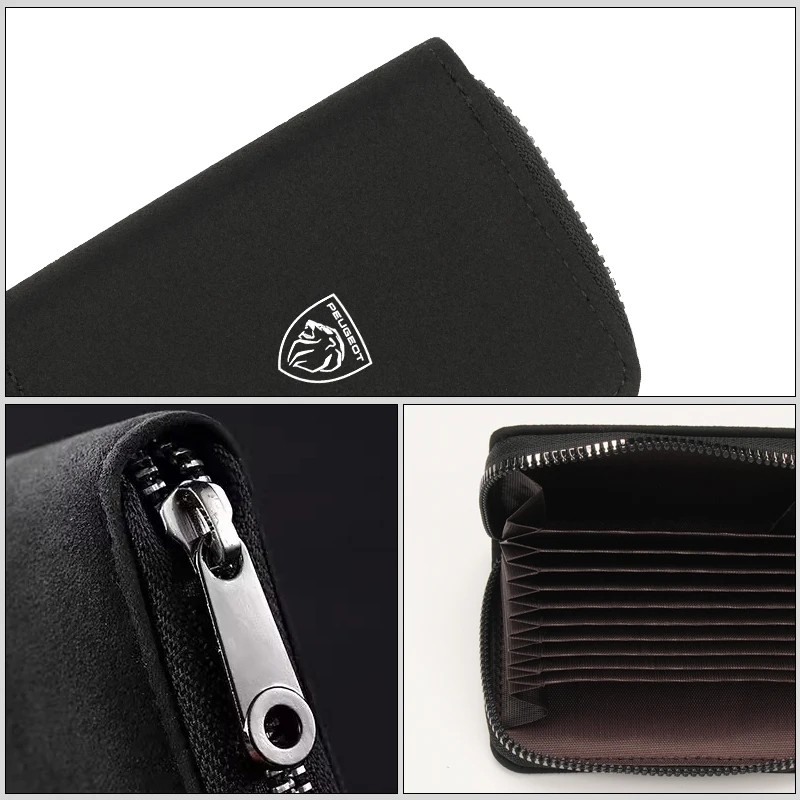 الجلد المدبوغ حامل بطاقة السيارة رخصة القيادة البنك بطاقة الائتمان تخزين حقيبة المحفظة لبيجو 206 307 308 3008 207 208 407 508 2008 5008 #4