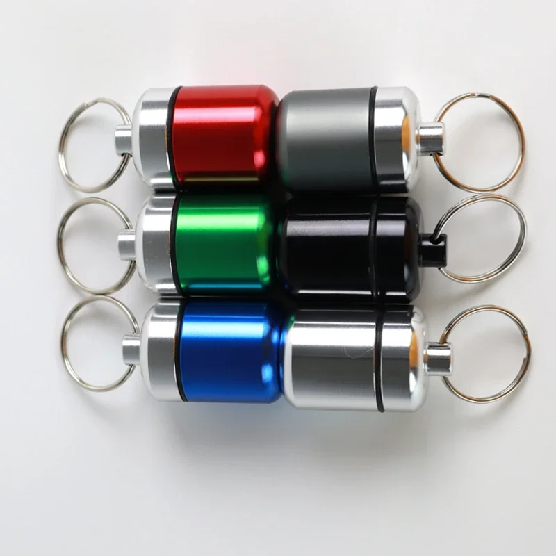 New Mini Portable Aluminum Waterproof Pill Box High Quality with Sealed Storage Flat Head and Keychain for Medicine Container