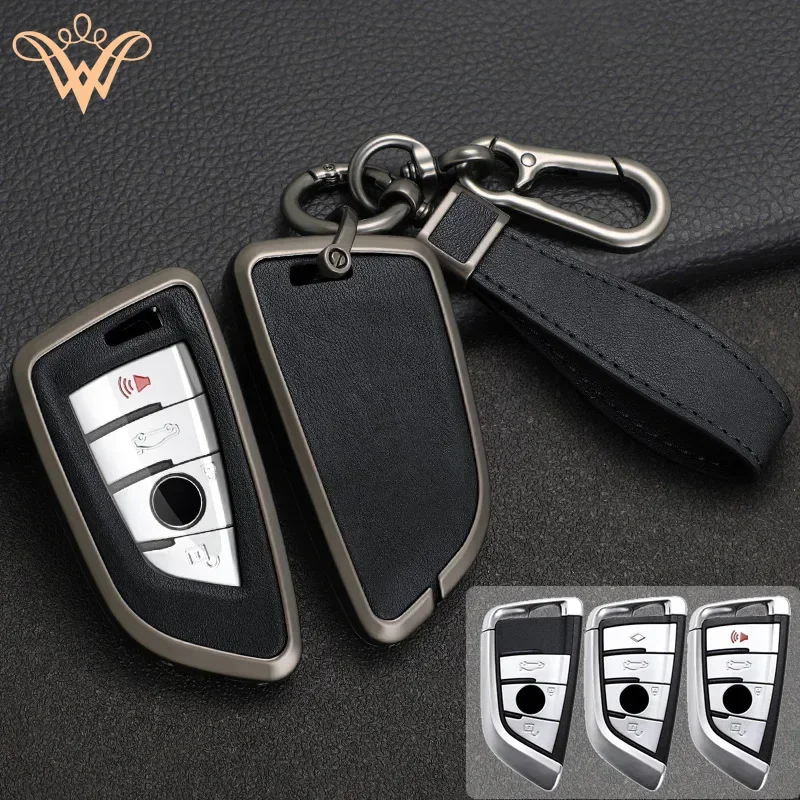 

Zinc Alloy + Leather Car Key Case Cover For BMW X1 X3 X4 X5 F15 X6 F16 G30 1 3 5 7 Series F30 118i 218i 320i G11 F48 F39 520 525