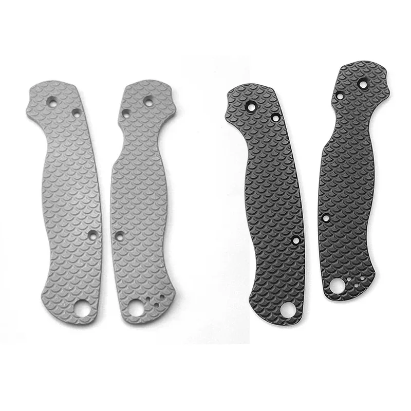 1 Pair Anodized Black Knife Aluminum Alloy Scales Handle Patches For Original Spyderco Paramilitary2 C81 Para2 Knives Grip Part