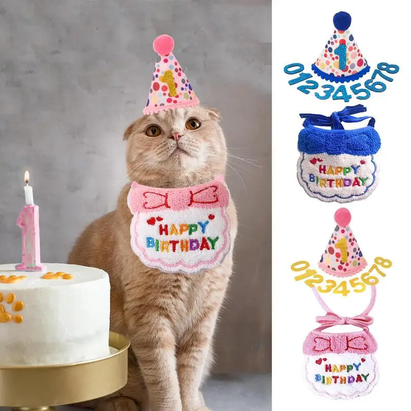 Cat Birthday Hat Mini Doggy Cat Birthday Hat Cute Festive Cat Clothing Cats Party Decorations For Pet Birthday Party Supplies