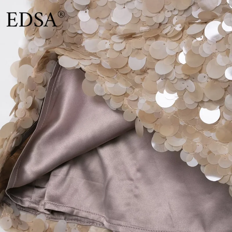 Edsa mulheres sexy lantejoulas mini saia para festa magro hip pacote feminino saias curtas verão high street club brilhando senhora