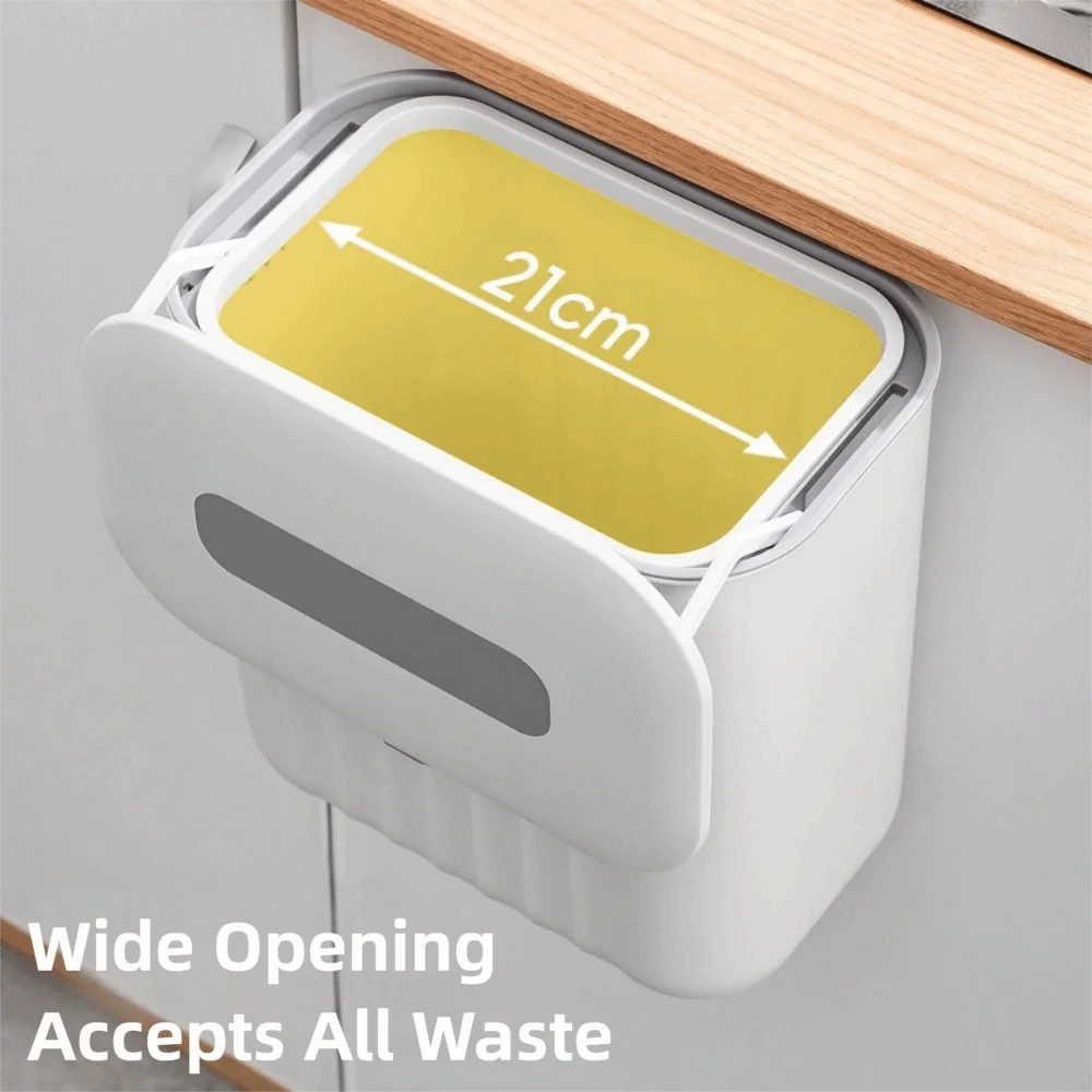

Компактный настенный мусорный бак 7/11 л с крышкой без отверстий, настенный мусорный бак, экономия места, полипропилен, кухонный ящик для хранения под раковиной
