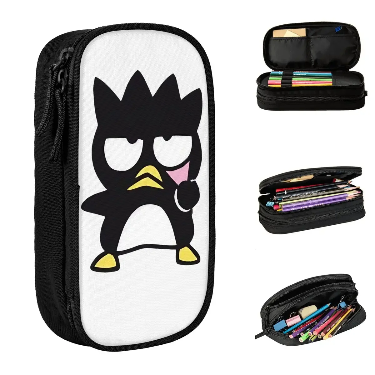 Penguin Anime Badtz Marus Pencil Case Fashion Pen Box Bags Student Large Storage School Supplies Cosmetic Pencilcases