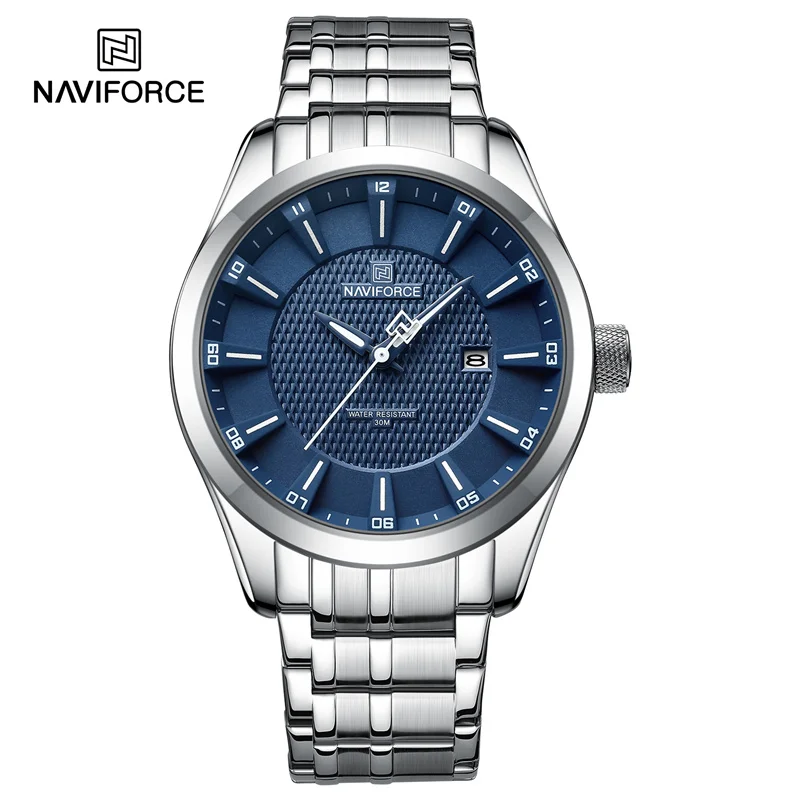 NAVIFORCE-Reloj de pulsera de cuarzo para Hombre, cronógrafo de lujo con correa de acero inoxidable, estilo informal, a la moda, nuevo diseño