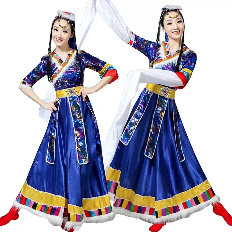 Tibetan dance costume performance costume women\'s suit national costume large swing skirt Xinjiang Mongolian performance costume