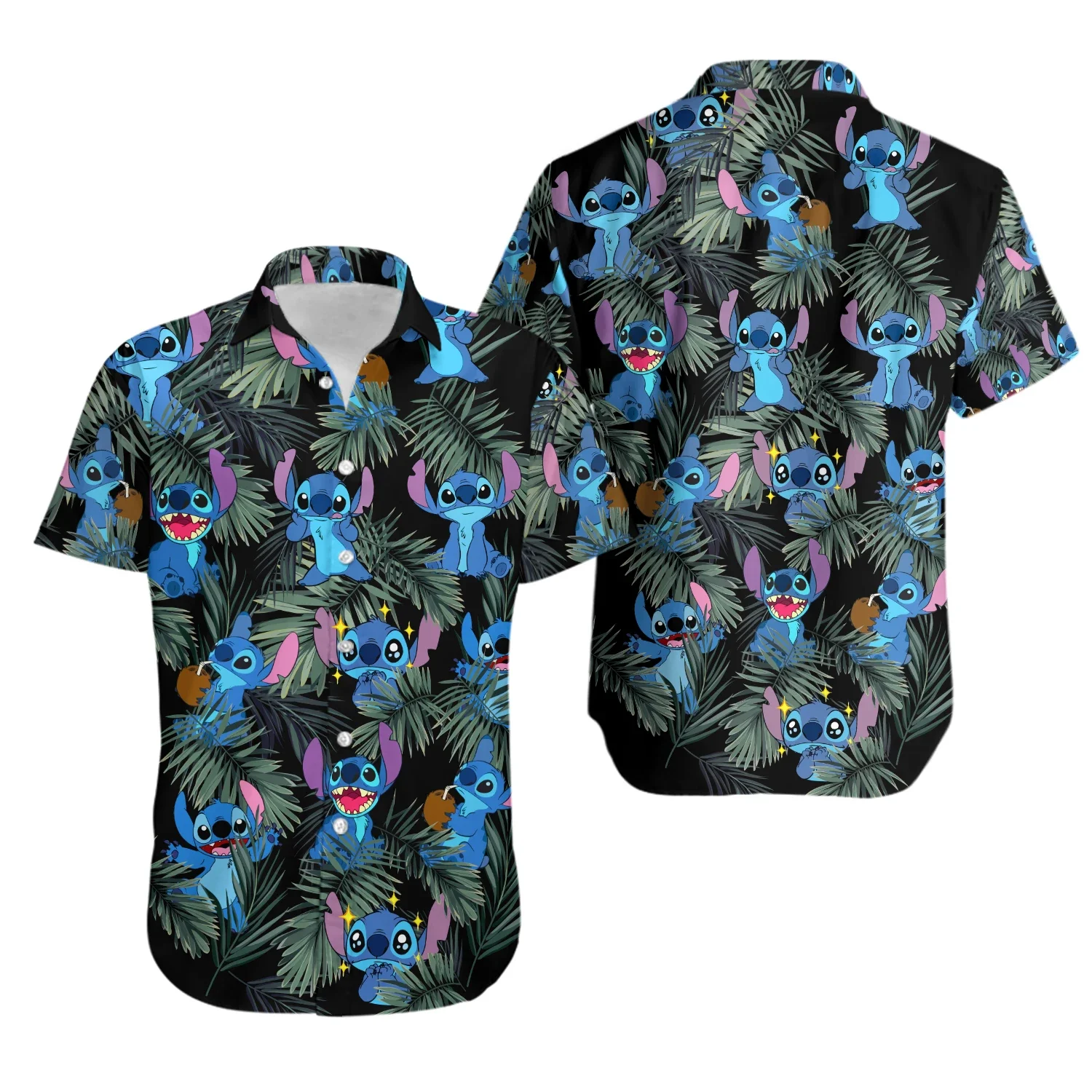 Lilo Stitch Hawaiian Shirt Summer Men\'s and Women\'s Fashion Short-sleeved Shirts Disney Hawaiian Shirt Stitch Casual Beach Shirt