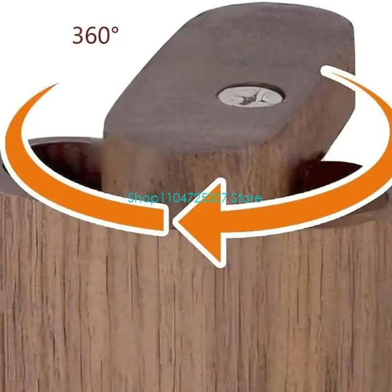 D8KF Two-Cavity Storage Holder with Attached 360-Degree Lid, Hand-Polished Wood Body, Visible Natural Pattern, Metal Hardware,